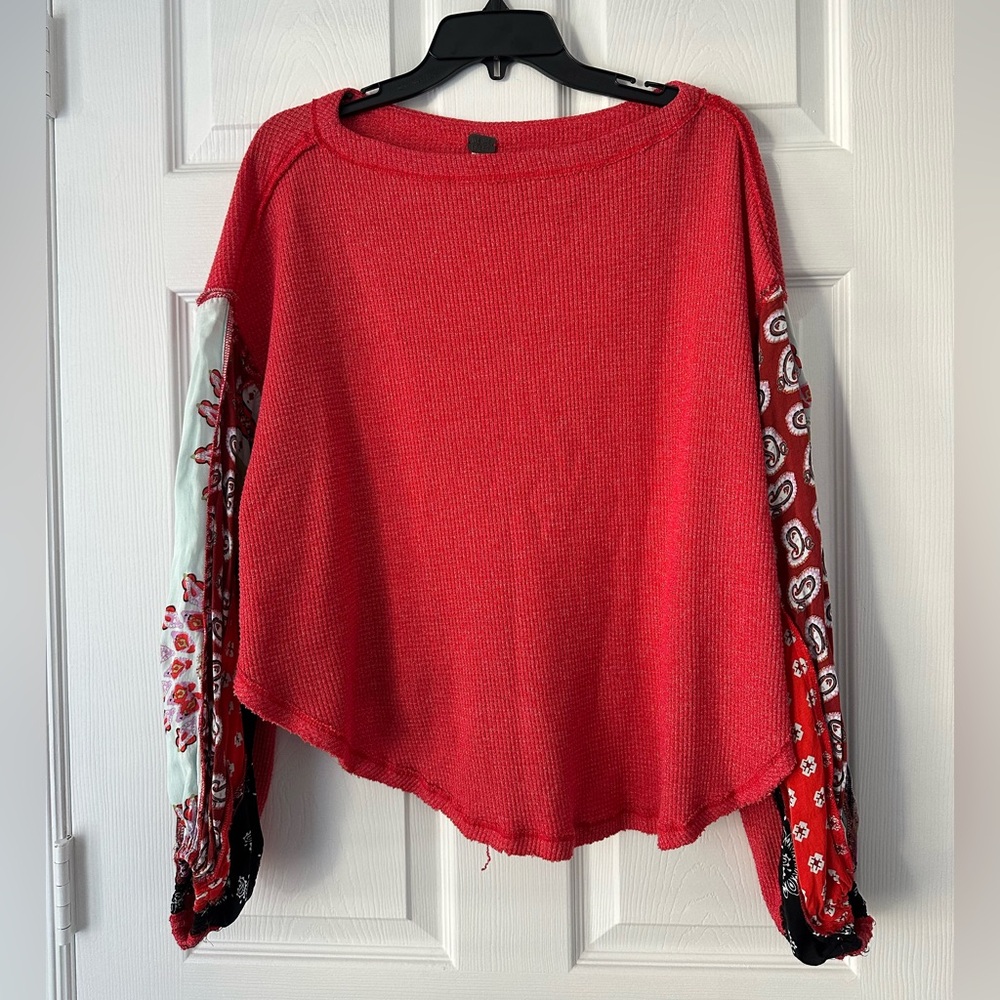 Free People We The Free Blossom Red Thermal Top XS